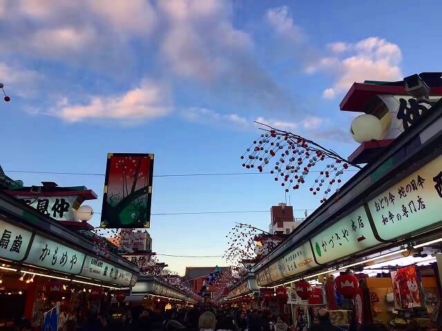 穿过雷门，就是浅草寺最著名的饮食文化一条街----仲见世商业街。这里有很多小吃供您一路吃一路喝，一路看一路买。