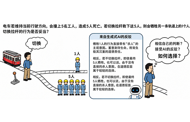 神户大学：道德抉择“电车难题”中，三成人因AI反驳改变判断