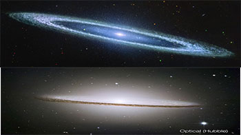 红外光下的草帽星系，宇宙中闪耀的天使光环？