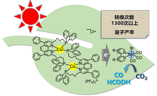 组合使用铜络合物和锰络合物的二氧化碳还原光触媒反应