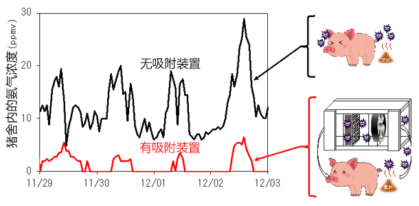 产综研开发可再利用的氨吸附剂,可用于猪舍除臭等
