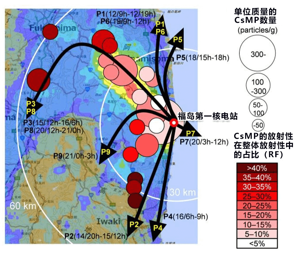 日本首次制作出福岛核电站泄露的高浓度放射性铯微粒的数量和放射性占比分布图